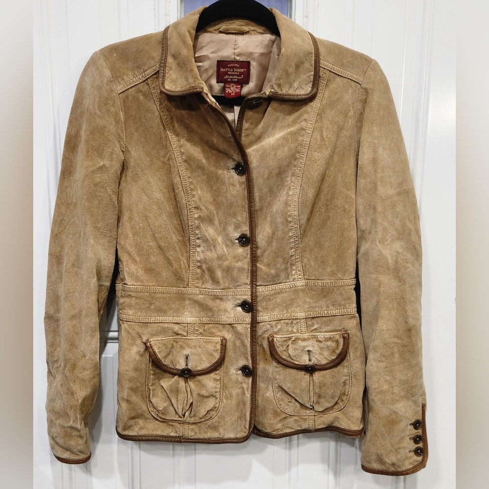 Vintage Eddie Bauer Seattle Suede tan jacket blazer women's size XS